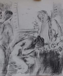 Juanvi, Juan Vicente Barrio - "Velatorio II" dibujo carboncillo papel, enmarcado