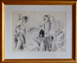 Juanvi, Juan Vicente Barrio, Velatorio III, dibujo carboncillo papel, enmarcado, dibujo 30x40 cms. y marco 56x49 cms (5)