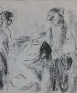 Juanvi, Juan Vicente Barrio - "Velatorio III" dibujo carboncillo papel, enmarcado