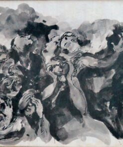 Luis García Ochoa - "Multitud" dibujo aguada papel, enmarcado