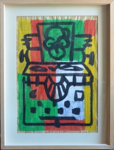 Quejido Manolo, Máquina con pensamiento II, acrílico papel, enmarcado, obra 57x40 cms. y marco 71x54 cms. 2200 (14)