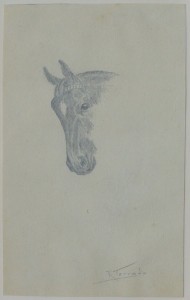 Torrado Ramón, cabeza de caballo, dibujo lápiz papel, enmarcado, dibujo 13x8 cms. y marco 24x17 cms. 30 (1) - copia