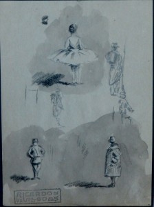 Villodas Ricardo de, Apuntes, dibujo lápiz y aguada papel, enmarcado, dibujo 12,50x9 cms. y marco 21x16 cms. 60 (5)