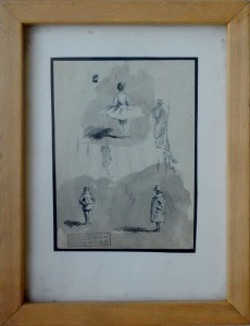 Villodas Ricardo de, Apuntes, dibujo lápiz y aguada papel, enmarcado, dibujo 12,50x9 cms. y marco 21x16 cms. 60 (6)