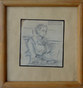 Villodas Ricardo de, Torso de mujer, dibujo lapiz papel, enmarcado, dibujo 10x9 cms y marco 18x18,50 cms. 40 (2)