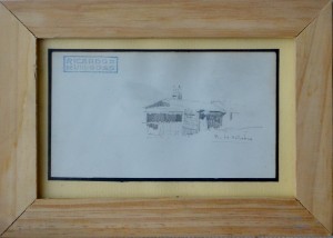 Villodas Ricardo de, paisaje, dibujo lápiz papel, enmarcado, dibujo 6,50x12 cms. y marco 12,50x17,50 cms. 30 (1)