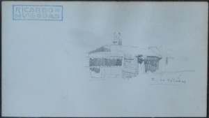 Villodas Ricardo de, paisaje, dibujo lápiz papel, enmarcado, dibujo 6,50x12 cms. y marco 12,50x17,50 cms. 30 (2)