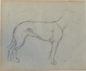 Becquer Carlos, Boceto de perro, lápiz papel, enmarcado, dibujo 221x26 cms. y marco 30x38 cms. 120 (4)