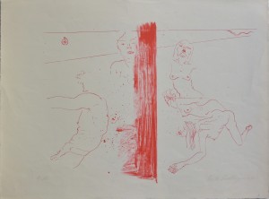 Bidlingmeier Walter, composición en rojo, litografía, edición 80 ejemplares, numerada y firmada a lápiz, 48x64 cms. 290 (5)
