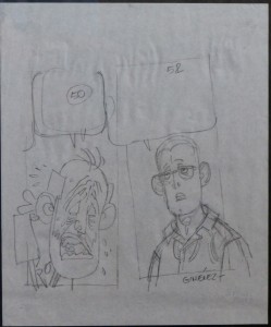 Gimenez Carlos, Viñeta, hombre llorando, dibujo lapiz papel, enmarcado, dibujo 21x17,50 cms. y marco 37,50x30,50 cms (9)