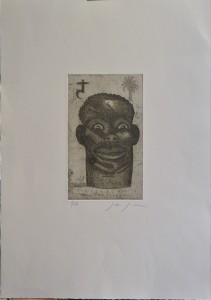 Javier de Juan, Magia en el ámbito de las palmeras, grabado aguafuerte, numerado pa y firmado a lápiz, huella 21x12,50 cms. y papel 50x35 cms. (1)