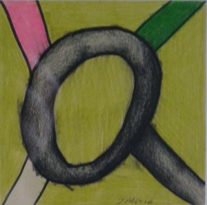 Pagola Javier, Círculo atrapado, técnica mixta papel, dibujo 10x10 cms. y marc0o 26x23 cms (4)