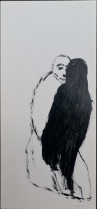 Pagola Javier, Detrás de la sombra, acrílico cartulina, enmarcado, dibujo 26x12 cms. y marco 38x27 cms (1)