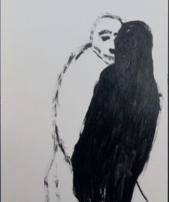 Javier Pagola - "Detrás de la sombra" dibujo acrílico cartulina, enmarcado