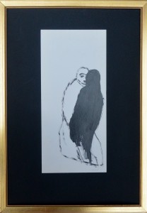 Pagola Javier, Detrás de la sombra, acrílico cartulina, enmarcado, dibujo 26x12 cms. y marco 38x27 cms (4)