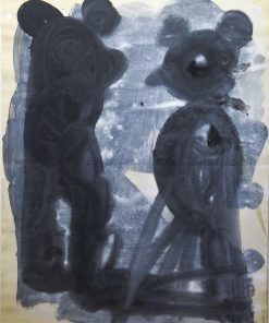 Javier Pagola - "Dos personajes arratonados" 1992, pintura acrílico papel, enmarcado