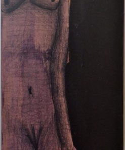 Javier Pagola - "Joven desnuda fondo negro" dibujo técnica mixta papel, enmarcado