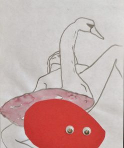 Javier Pagola - "Leda y el cisne" dibujo técnica mixta y collage papel, enmarcado