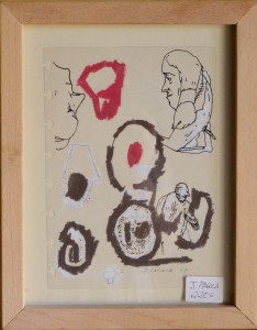 Pagola Javier, figuras y punto rojo, tm papel, 20,50x14 y marco 28x22 cms (7)