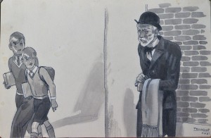 Penagos Rafael, el profesor, dibujo tinta cartulina, 1931, enmarcado, dibujo 29,50x20 cms. y marco 27x38 cms (2)
