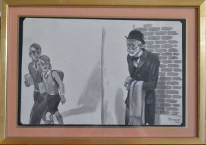 Penagos Rafael, el profesor, dibujo tinta cartulina, 1931, enmarcado, dibujo 29,50x20 cms. y marco 27x38 cms (6)