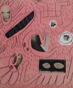 Javier Pagola 1985- "Bukowski y mundo onírico" técnica mixta y collage cartulina, enmarcado