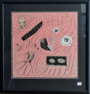 pagola javier 1985 técnica mixta Bukowsky y mundo onírico 50x50 cms. y marco 72x59 cms (2)