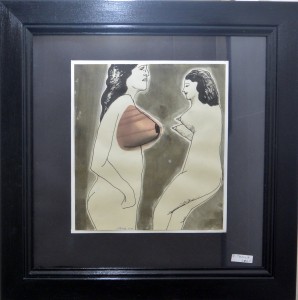 pagola javier 2000 tinta y collage papel 26x28,5 dos mujeres frente a frente (11)