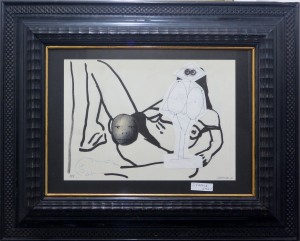 pagola javier 2010 tinta y collage papel 21x30 y marco 42x52 cms. collage cabeza redonda sobre mujer desnuda 290 (5)