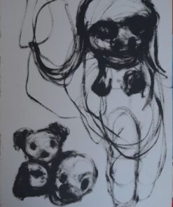 Javier Pagola - "Lección de baile" dibujo acrílico cartulina, enmarcado