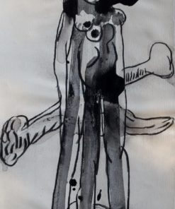 Javier Pagola - "Personajes abrazados" pintura oleo lienzo, enmarcado