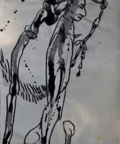 Javier Pagola - "Personaje con mono en la cabeza" pintura oleo lienzo, enmarcado