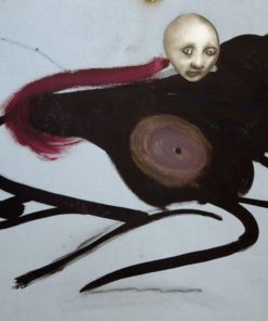 Javier Pagola - "Cabeza sobre mancha negra" técnica mixta y collage cartulina, enmarcado