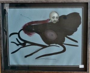 pagola javier técnica mixta y collage 50x65 cabeza sobre mancha negra (21)