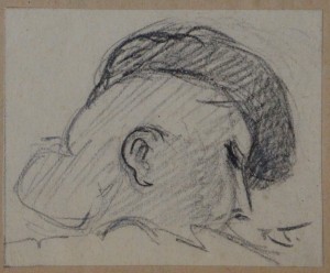 Torrado Ramón, cabeza de mujer con sombrero, dibujo lápiz papel, enmarcado, 5x6 cms. y marco 19,50x20,50 cms.  (1)