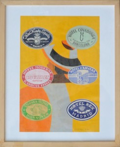 Arroyo Eduardo 1976, Faust, dibujo original técnica mixta y collage cartulina, enmarcado, obra 47x36 cms. y marco 44x30 cms. 6600 (1)