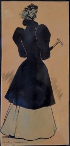 Becquer Carlos, Dama parisina, dibujo tinta papel, enmarcado, dibujo 21x10 cms. y marco 46x36 cms. 360 (6)