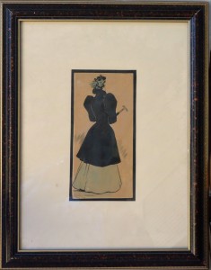 Becquer Carlos, Dama parisina, dibujo tinta papel, enmarcado, dibujo 21x10 cms. y marco 46x36 cms. 360 (7)