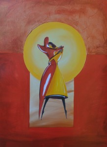 Decoración, Bailarines fondo rojo, EG597, cartel, 70x50 cms (3)