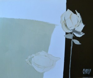 Decoración, Choisy, Comosition à la rose blanche, cartel, 50x60 cms. 12 (1)
