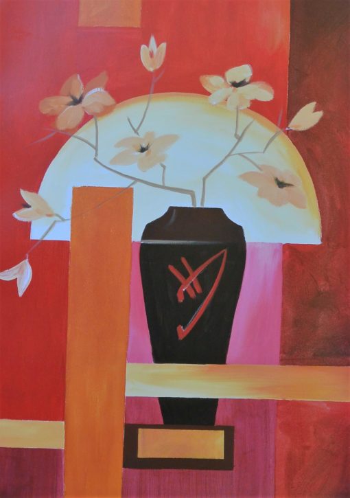 Decoración -  "Jarrón fondo rojo, EG 609" cartel