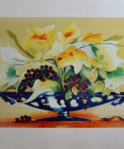H. Voss - "Bodegón con frutero y flores" cartel decoración