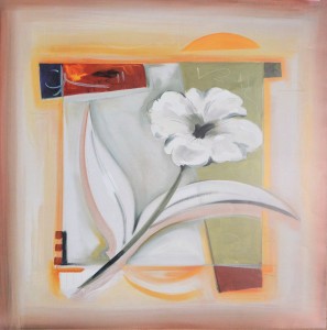 Decoración, flor blanca, cartel, 70x70 cms (2)