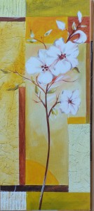 Decoración, flores blancas LA 220, cartel 70x30 cms. (2)