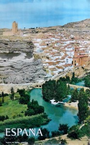 España, pueblos, Alcalá de Jucar Albacete, cartel promoción turística, 100x62 cms. (1)