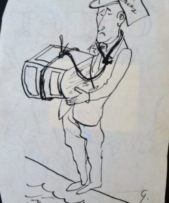 Lorenzo Goñi - "Sr. Juez" dibujo tinta china papel, enmarcado