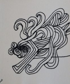 Javier Pagola - "El cuerpo hecho un lío" dibujo tinta papel, enmarcado