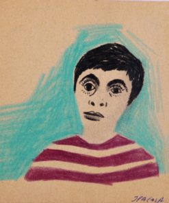 Javier Pagola - "Jersey a rayas" dibujo técnica mixta papel, enmarcado