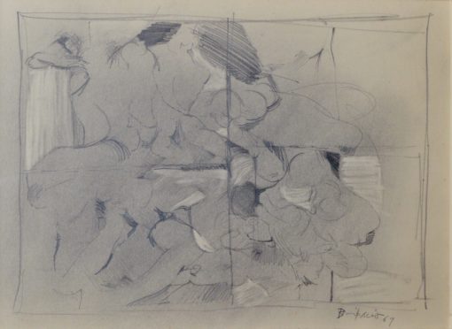 Bonifacio 1969 - "Composición" dibujo original lapiz papel, enmarcado
