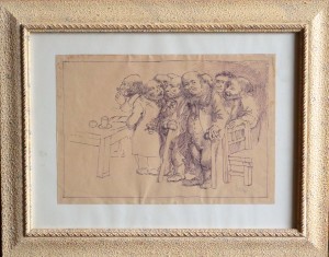 Barba Juan, Autoridades, dibujo tinta plumilla papel, enmarcado, dibujo 21x31 cms. y marco 38x48 cms (1)